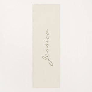 Modern Ivory Simple Minimalist Name Yoga Mat