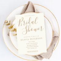 Modern Ivory Tan Bridal Shower Invitation