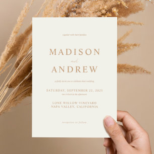 Modern Ivory Tan Elegant Wedding Invitation
