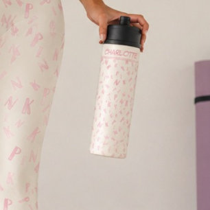 Modern Ivory Watercolor Pink Letter Pattern Named Thermal Tumbler