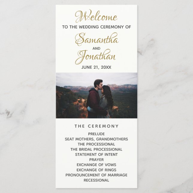 Modern Ivory Wedding Program Custom Photo (Front)