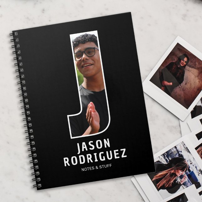 Modern "J" Photo Initial Monogram Notebook (Creator Uploaded)