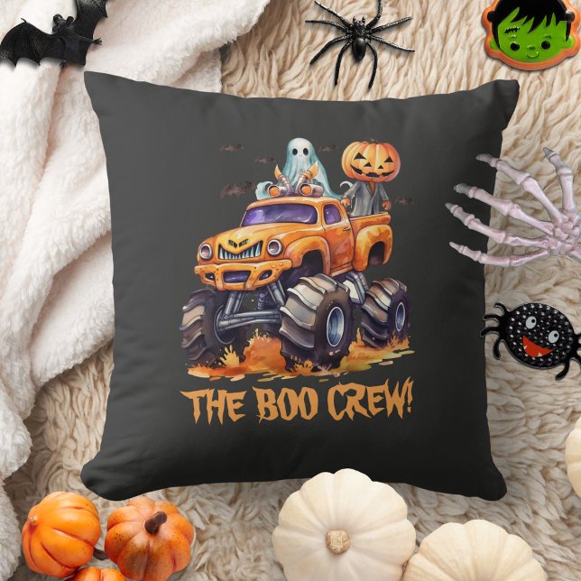 Modern Jack O Lantern Cute Boo Crew Halloween Cushion (Creator Uploaded)