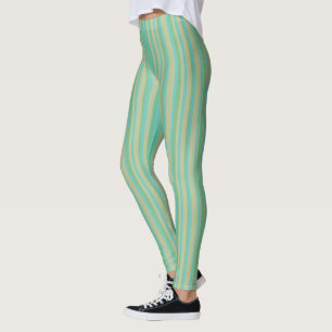 Modern Jade Green Striped Pattern Leggings