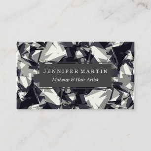 Modern Jagged Black Grey and White Geometric Business Card
