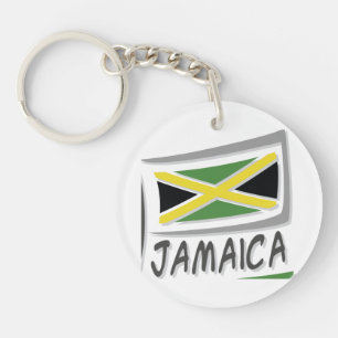 Modern Jamaica Flag Typography Key Ring