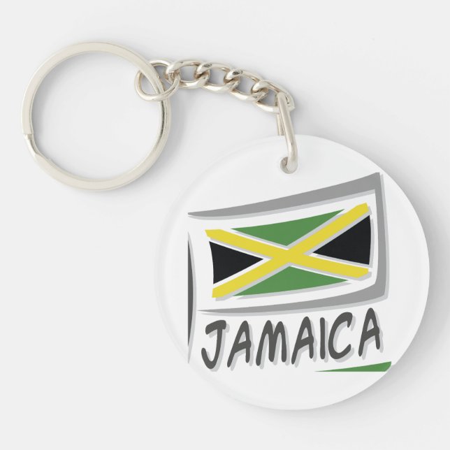 Modern Jamaica Flag Typography Key Ring (Front)