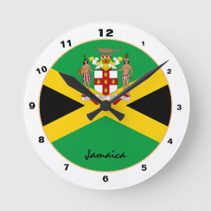 Modern Jamaican Flag, trendy Jamaica Home / design Round Clock