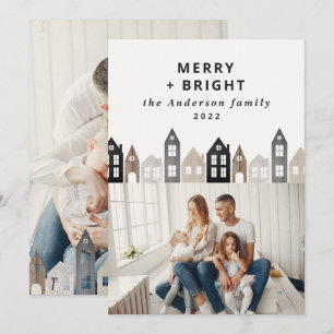 Modern Japan Christmas Nordic houses 2 photo chic Holiday Card