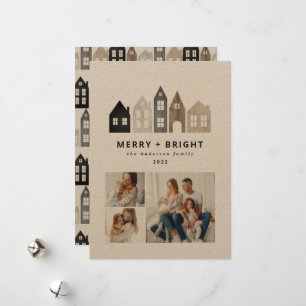 Modern Japan Christmas Nordic houses 3 photo chic  Holiday Card