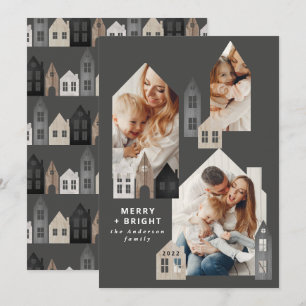 Modern Japan Christmas Nordic houses 3 photo chic  Holiday Card