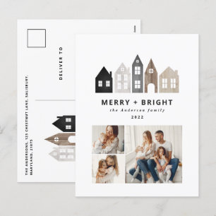 Modern Japan Christmas Nordic houses 3 photo chic  Holiday Postcard