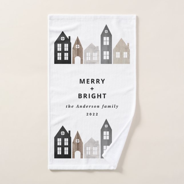 Modern Japan Christmas Nordic houses stylish Hand Towel (Hand Towel)