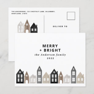 Modern Japan Christmas Nordic houses stylish Holid Holiday Postcard