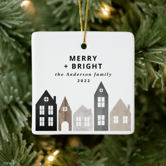 Modern Japan Christmas Nordic houses stylish photo Ceramic Ornament (Tree)