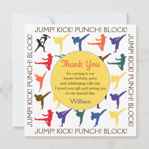 Modern Japan Karate Martial Arts Boy Kids Birthday Thank You Card