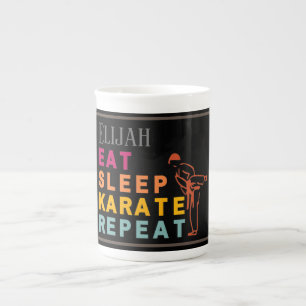 Modern Japan Kick Silhouette Martial Arts Karate Bone China Mug