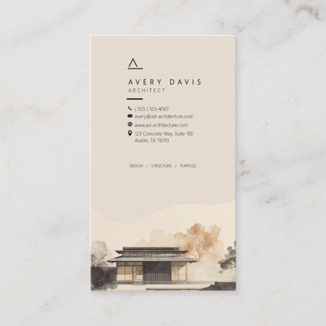 Modern Japandi Architect Business Card (Front)