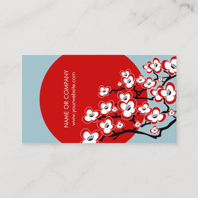 Modern Japanese Cherry Blossom Business Card (Front)