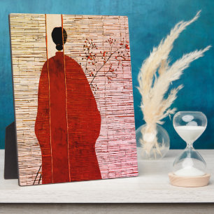 Modern Japanese-Inspired Silhouette with Berries Plaque