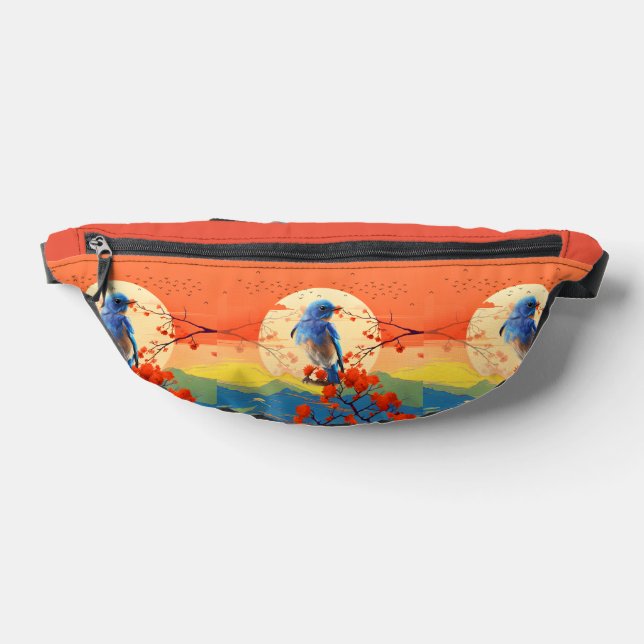 Modern Japanese Nature Bird In Blossom Scenery  Bum Bags (Lay Down)
