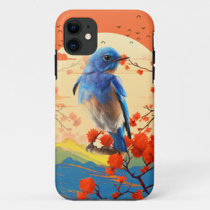 Modern Japanese Nature Bird In Blossom Scenery iPhone 11 Case