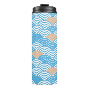 Modern Japanese Seigaiha Waves & Rising Sun Thermal Tumbler