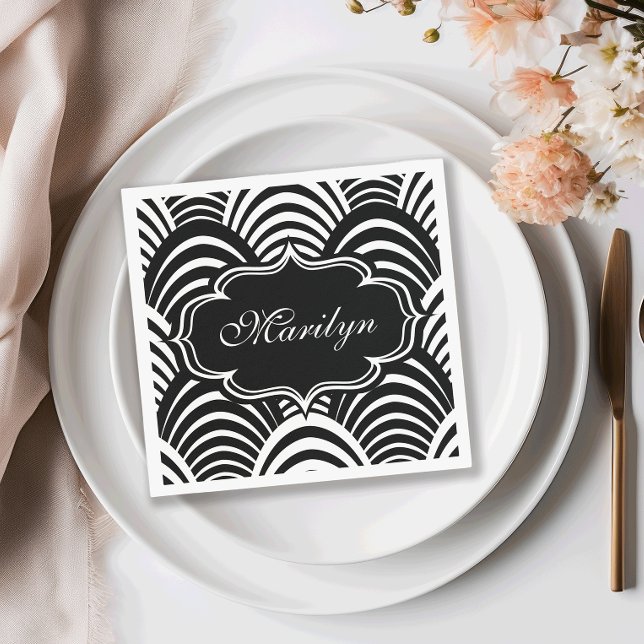 Modern Jazz Age Elegant Black and White 1920s Napkin (Creator Uploaded)