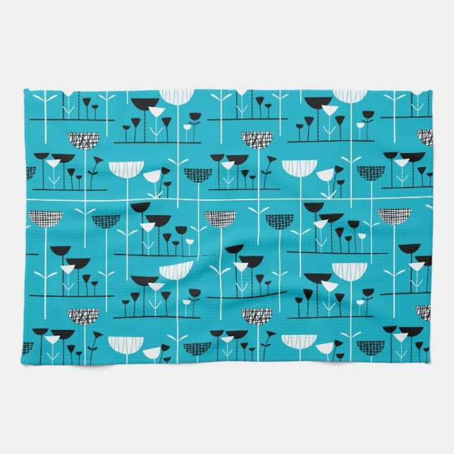 Modern Jazz - Blue 00b2ca Tea Towel (Horizontal)