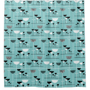 Modern Jazz - Light Blue 80C6C6 Shower Curtain