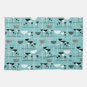 Modern Jazz - Light Blue 80C6C6 Tea Towel
