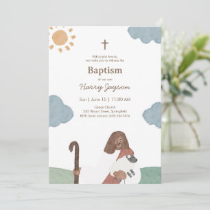 Modern Jesus And Lamb Baptism  Invitation