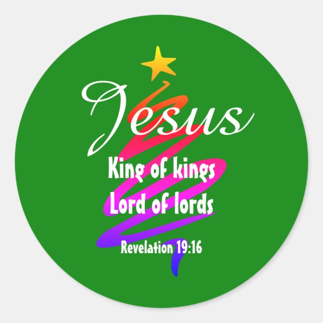 Modern JESUS KING OF KINGS Christmas Classic Round Sticker (Front)