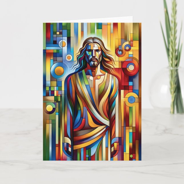 Modern Jesus Stained Glass, For All Occasions Card (Front)