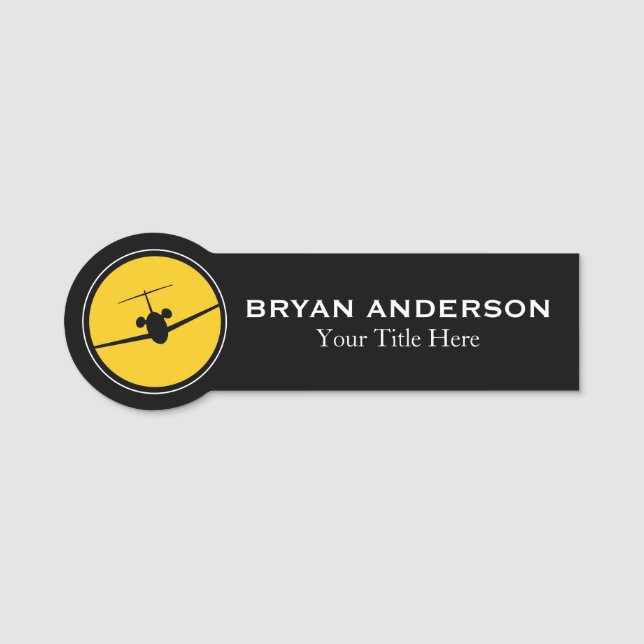 Modern Jet Aeroplane - Aviation Name Tag (Front)