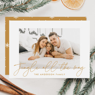 Modern Jingle All The Way Gold Script Photo Holiday Card
