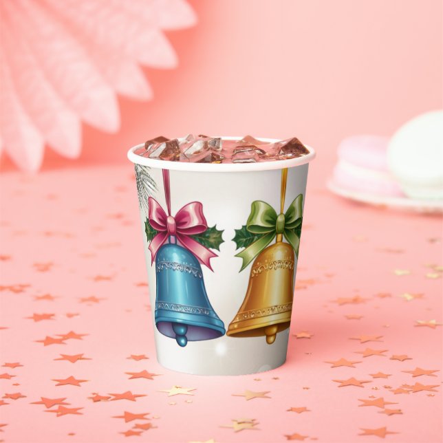 Modern Jingle Bells Christmas Ornament Baby Shower Paper Cups (Insitu)