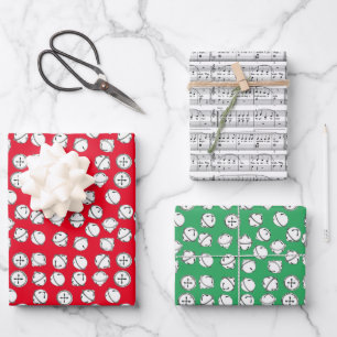 Modern Jingle Bells Pattern Wrapping Paper Sheet