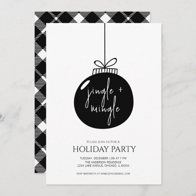 Modern Jingle & Mingle Christmas Ornament Holiday Invitation (Front/Back)