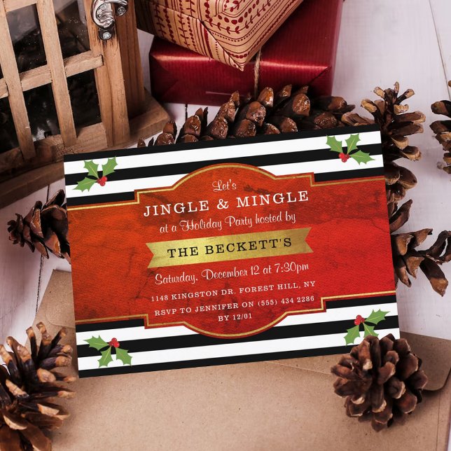 Modern Jingle & Mingle Holiday Party Invitation (Creator Uploaded)