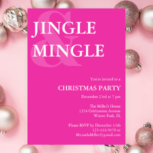 Modern Jingle Mingle Vibrant Pink Christmas Party Invitation