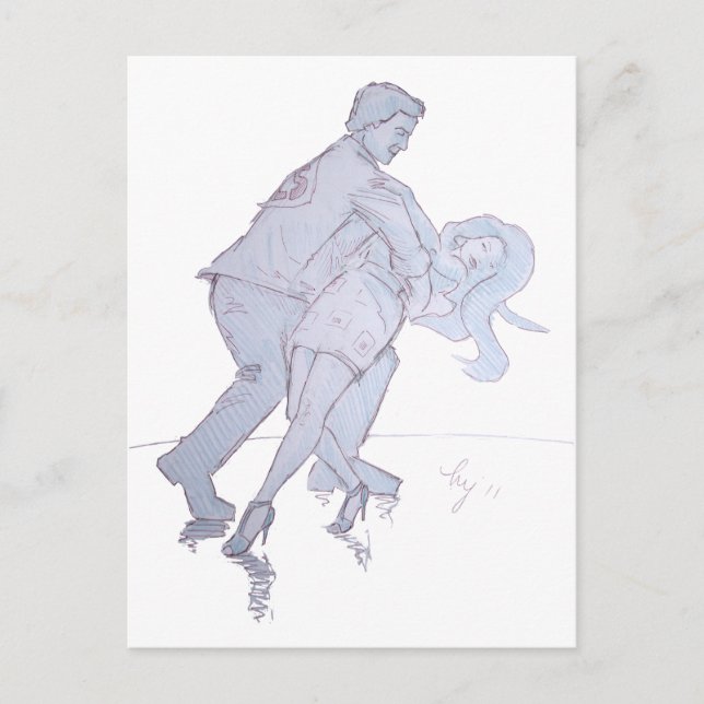 Modern Jive Ceroc Competition Dancers Postcard (Front)