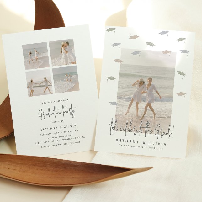 Modern Joint Graduate Graduation Celebration  Invitation (Creator Uploaded)