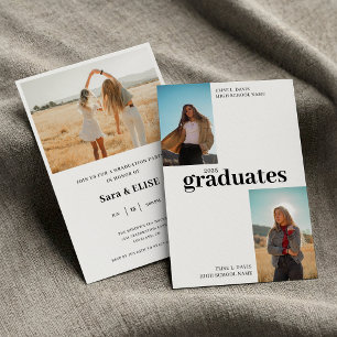 Modern Joint Graduation Party, Celebrate Two Grads Invitation