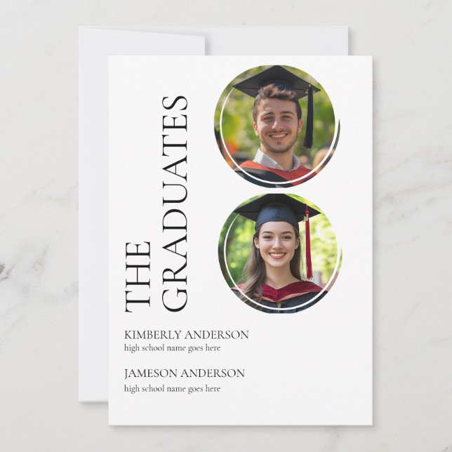 Modern Joint Graduation Party Invitations (Front)