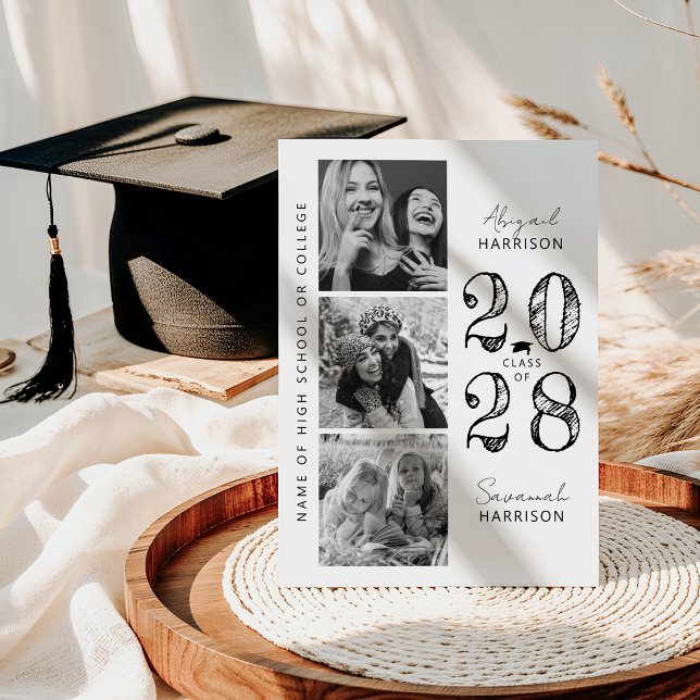 Modern Joint Graduation Photo Announcement (Creator Uploaded)