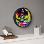 Modern Jolly Roger Clock<br><div class="desc">The Jolly Roger skull and crossbones have been updated to create a colourful modern design.</div>