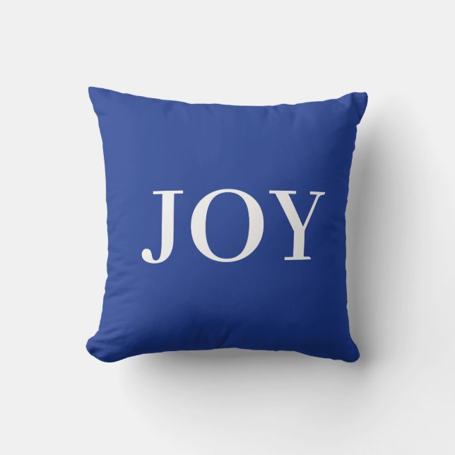 Modern Joy Calligraphy on Blue Cushion (Front)