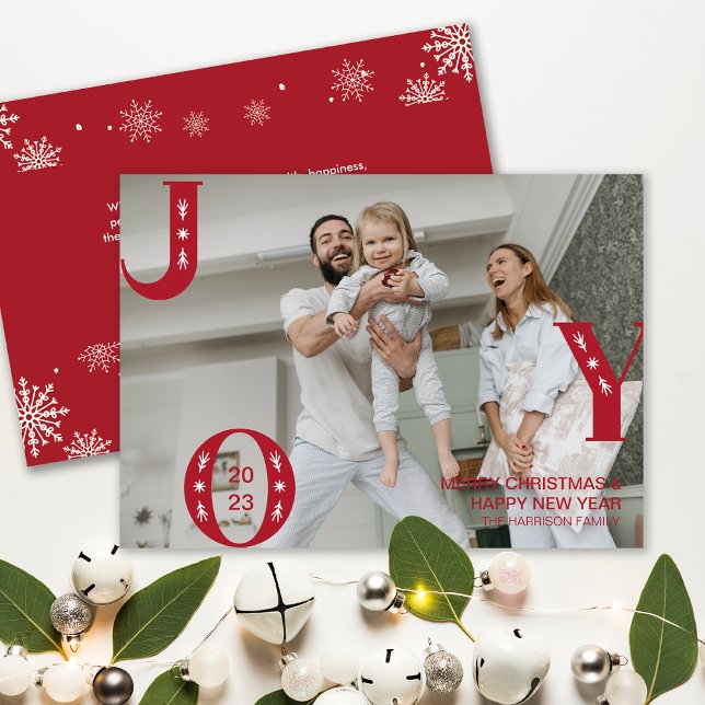 Modern JOY Christmas Family Photo Holiday Card (Modern JOY Christmas Family Photo Holiday Card)
