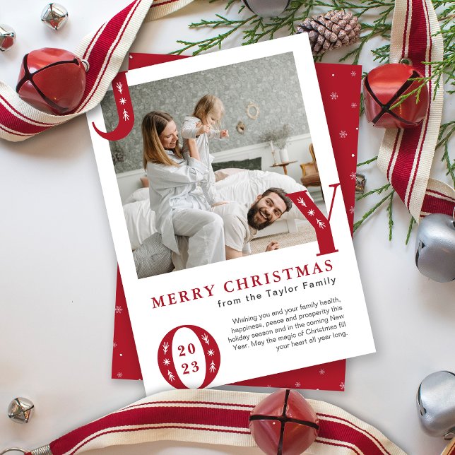 Modern JOY Christmas Family Photo  Holiday Card (Modern JOY Christmas Family Photo Holiday Card)